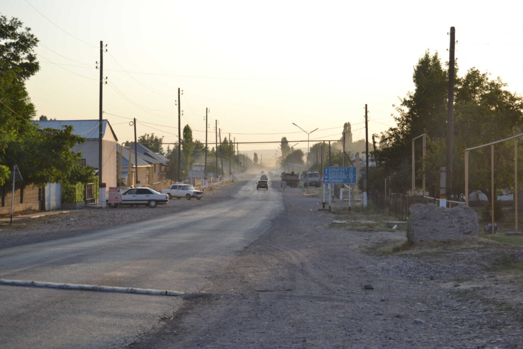 dusty road in Kazakhstan